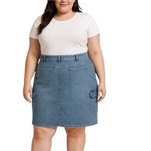 Est. 1946 Denim "NEW" Blue Light Wash Boho Grunge Knee Length Skirt Size 24